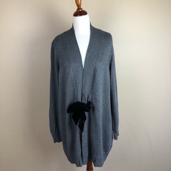 Market & Spruce Sweaters - Market & Spruce Grey Cardigan w/ Black Tie Closure